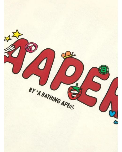 Aape By A Bathing Ape Natural Graphic-Print Long-Sleeve T-Shirt for men