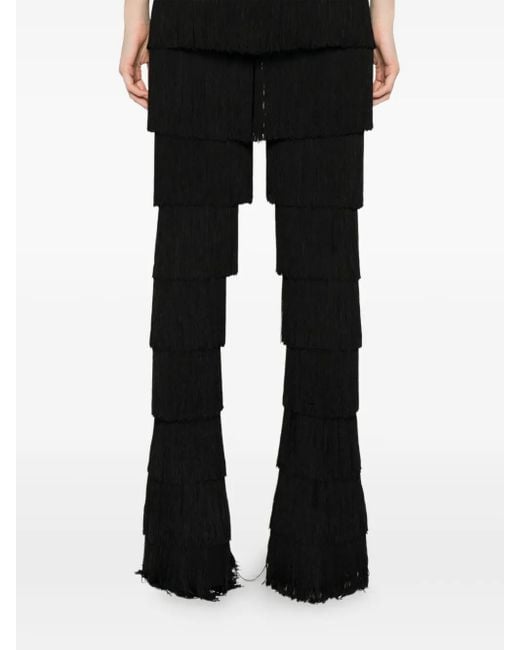 Norma Kamali Black Fringed Leggings