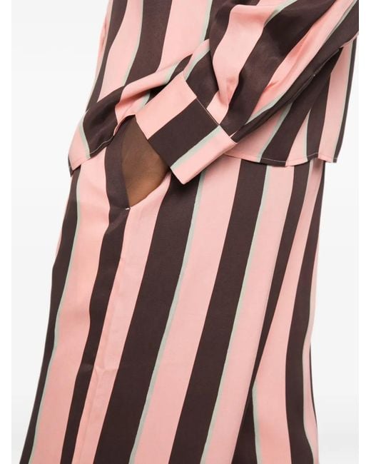 Stine Goya White Striped Wide-Leg Trousers