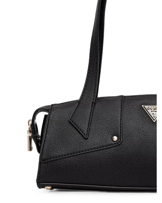 Guess Black Darcy Logo-Plaque Pebbled Tote Bag