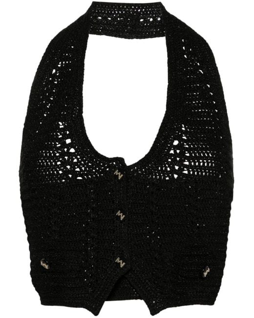 The Mannei Black Tya Chunky-knit Crop Top