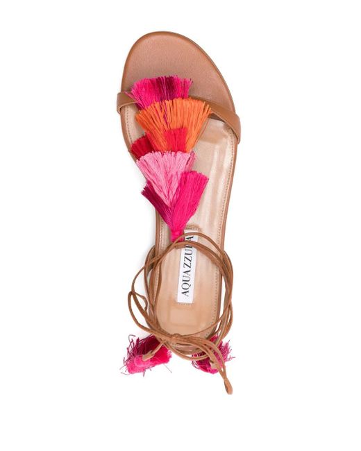 Aquazzura Pink Capri Tassel-Detail Sandals