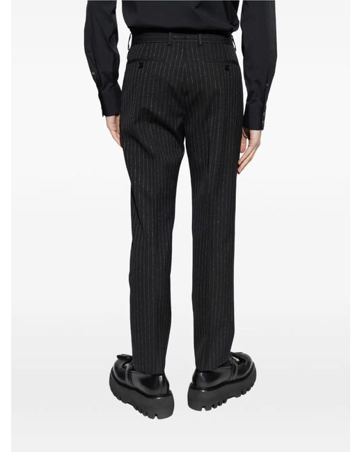 McQueen Black Pinstripe-Pattern Trousers for men