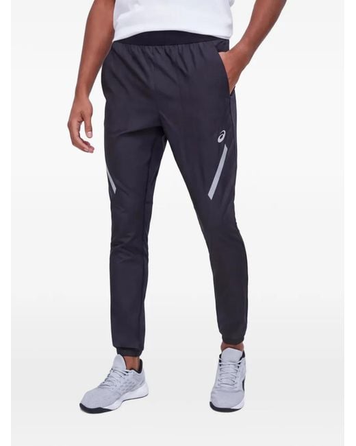 Asics Blue Logo-Print Track Pants for men