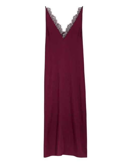 Stella McCartney Purple Lace-Trim V-Neck Dress