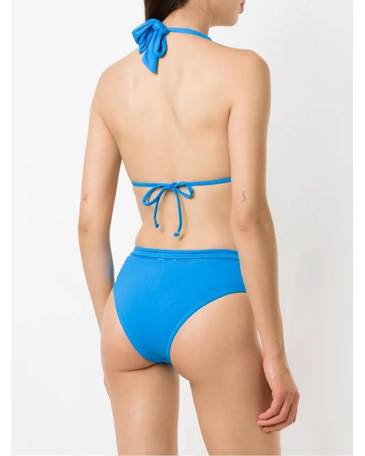 Amir Slama Blue Metallic Embellishment Bikini Set