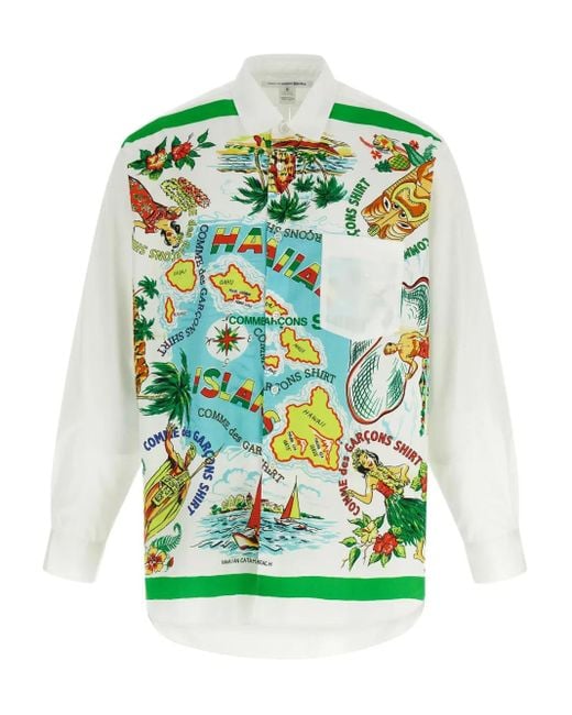 メンズ Comme des Garçons プリント シャツ Green