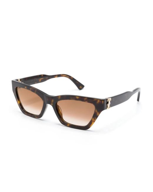 Cartier Natural Tortoiseshell Cat-Eye Frame Sunglasses