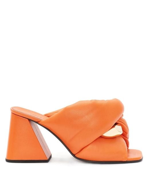 J.W. Anderson Chain Twist Leren Muiltjes in het Orange