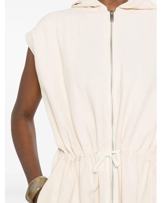 Studio Nicholson White Hooded Zip-Up Maxi Dress