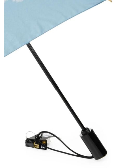 Moschino Blue Cloud-Print Folding Umbrella