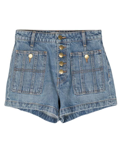 Ulla Johnson Blue Mid-rise Denim Mini Shorts
