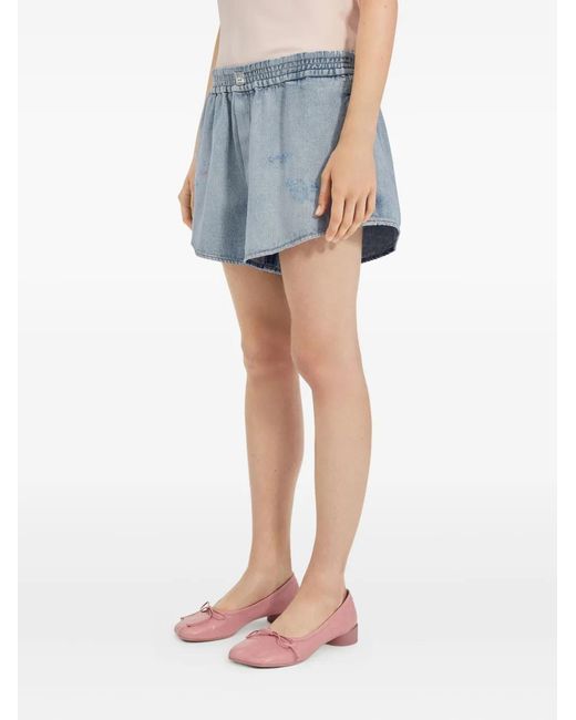 MM6 by Maison Margiela Blue Elasticated-Waistband Distressed Shorts