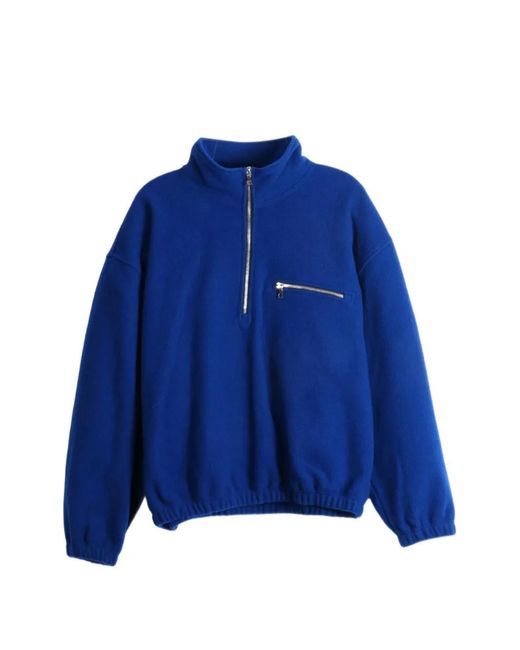 Rier Blue Zip-Up Fleece Sweatshirt