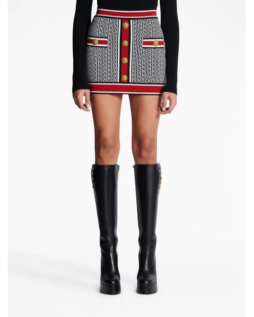 Balmain Mini-Rok Met Monogram in het Red