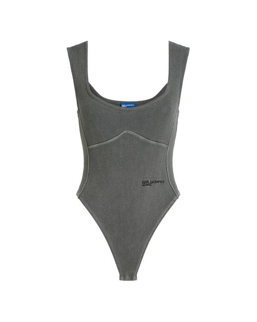 Karl Lagerfeld Gray Washed Bodysuit
