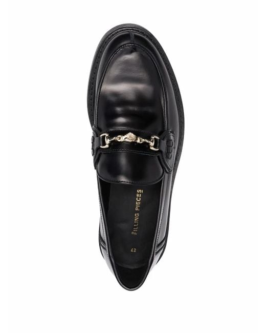 Filling Pieces Black Horsebit-Detail Loafers