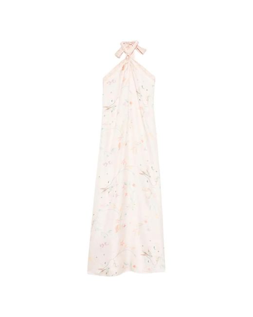 Forte_forte White Tie-Neck Floral-Print Maxi Dress