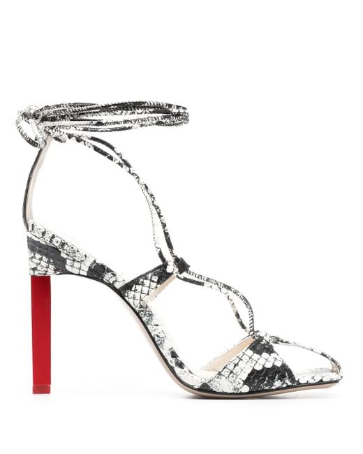 The Attico White Adele 105mm Snakeskin-print Sandals