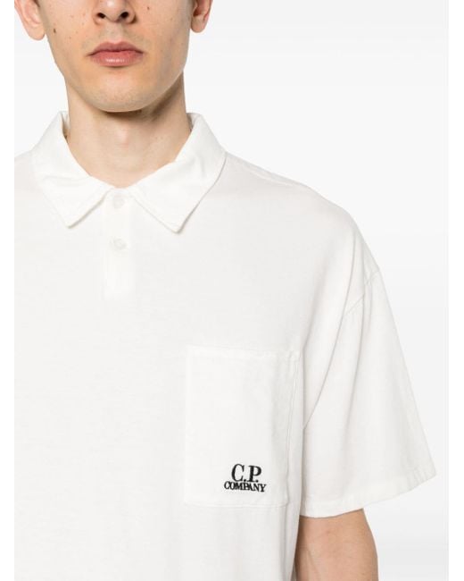 C P Company Poloshirt mit Logo-Stickerei in White für Herren