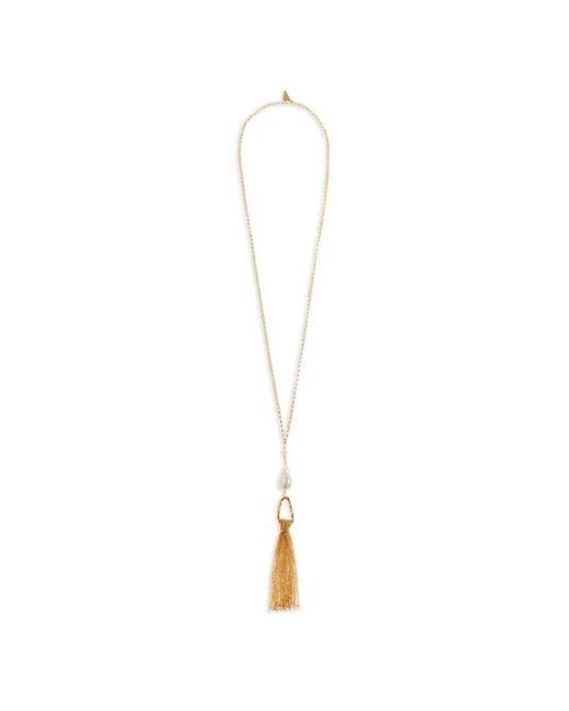 Forte_forte White Tassel-Detail Necklace
