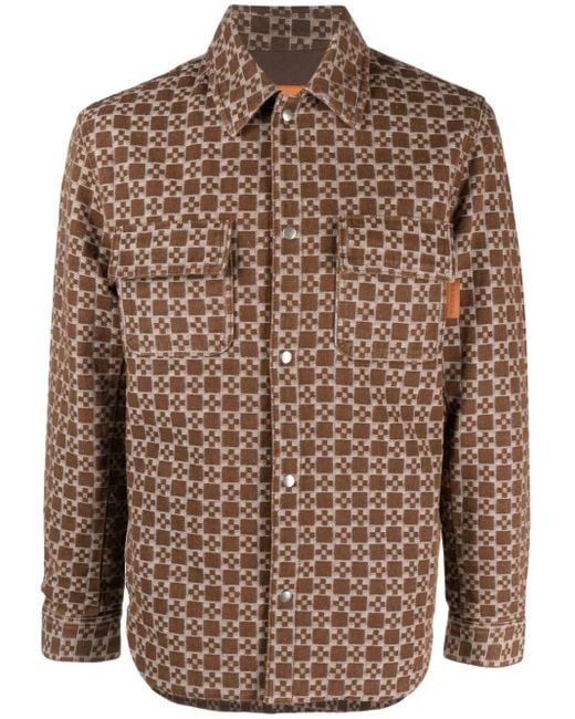 Sandro Brown Monogram-jacquard Cotton Shirt Jacket for men