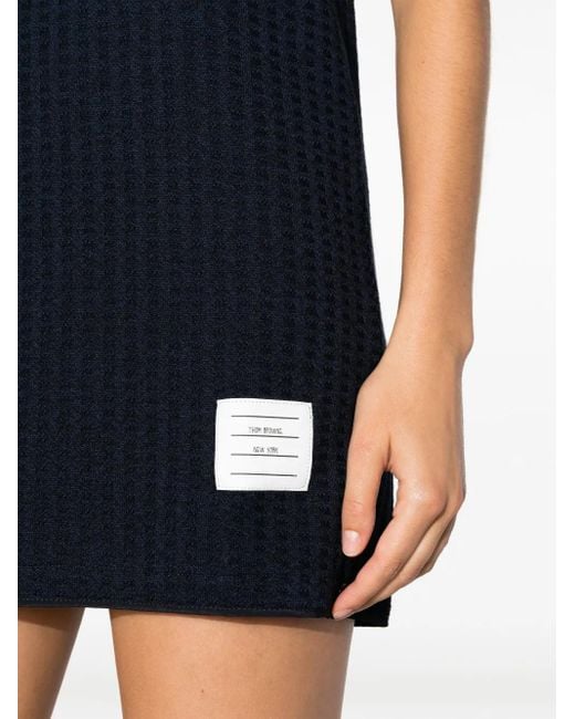 Thom Browne Black Checked Jacquard Polo Minidress