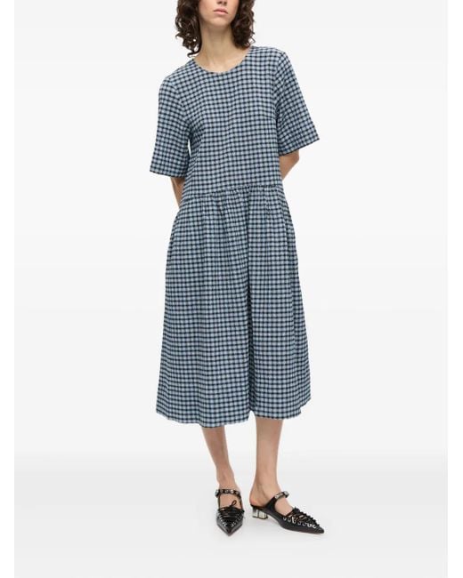 ganni blue plaid dress Finley Dress in Twilight Pine Plaid L main image 0