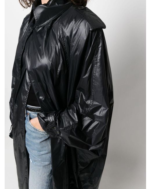 Saint Laurent Black Nylon Cloak Coat