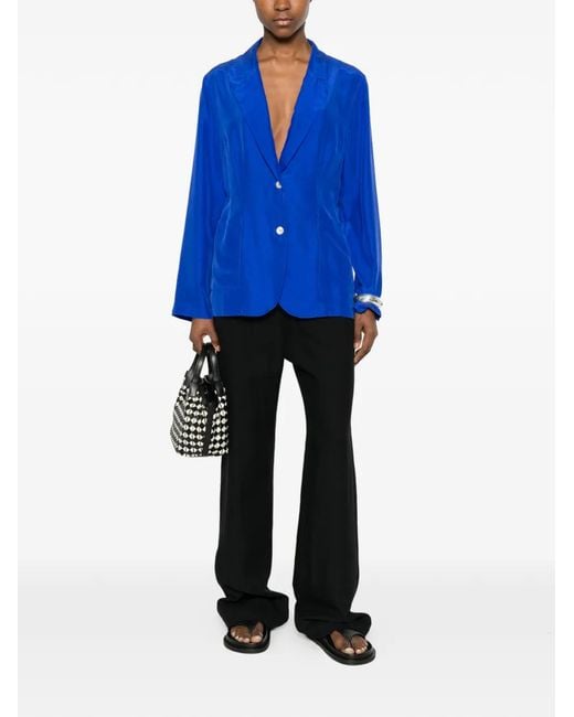 P.A.R.O.S.H. Blue Saxon Button Patch-Pocket Blazer