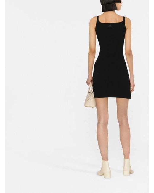 Courreges Black Fitted Sweetheart-Neck Mini Dress