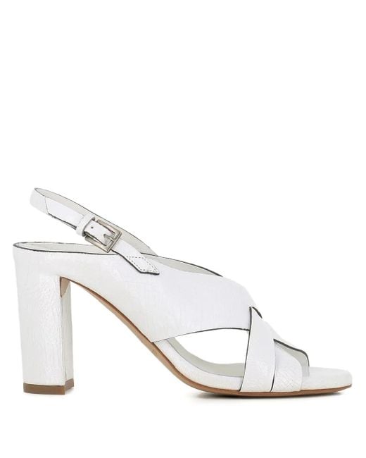 Roberto Del Carlo White Slingback Cross-Strap Sandals