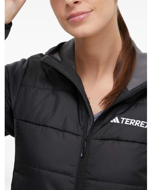 Adidas Black Quilted Hooded Jacket