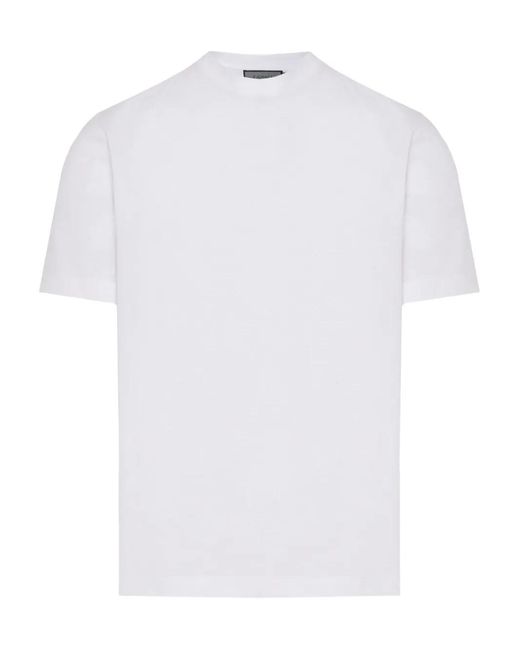 Canali White Cotton T-Shirt for men