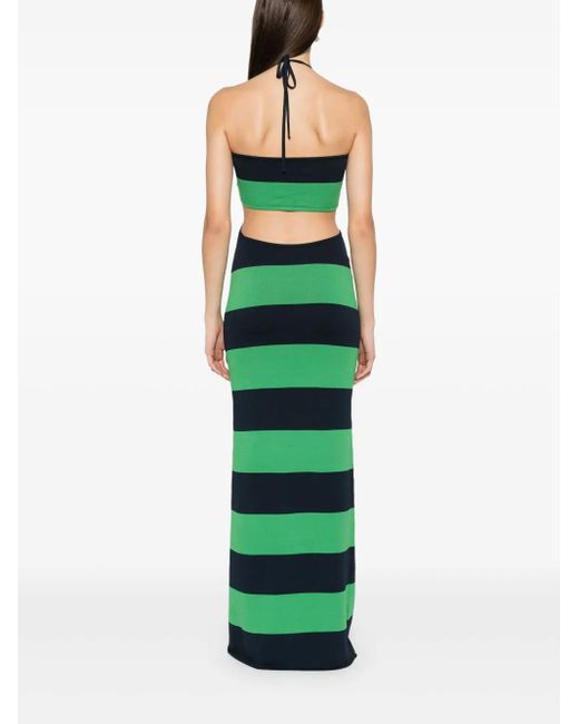 Coperni Green Knitted Striped Midi Dress