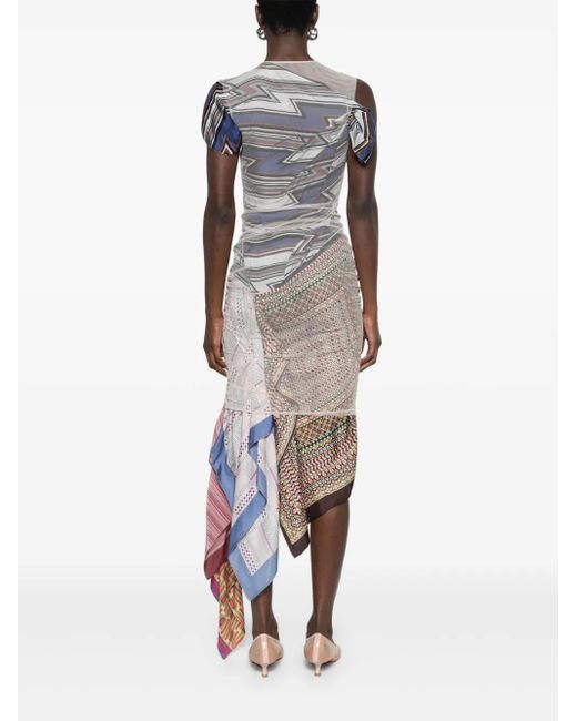 MARINE SERRE Green Silk-Scarves Midi Dress