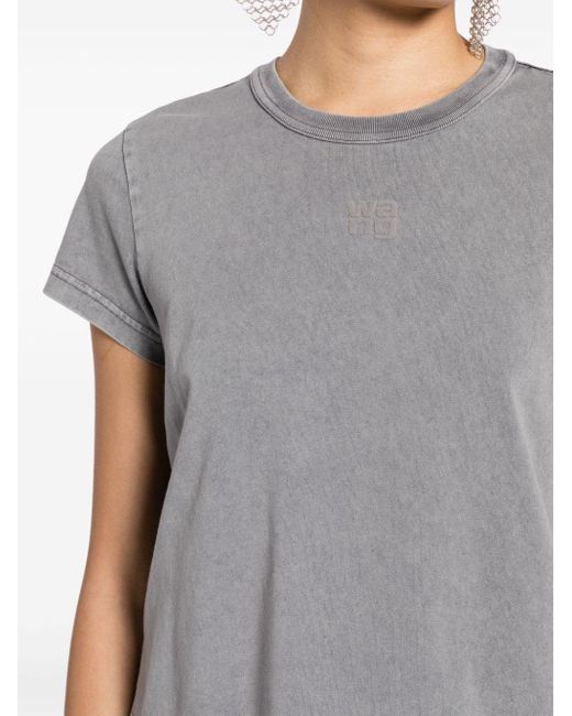 T-shirt en coton à appliqué logo Alexander Wang en coloris Gray