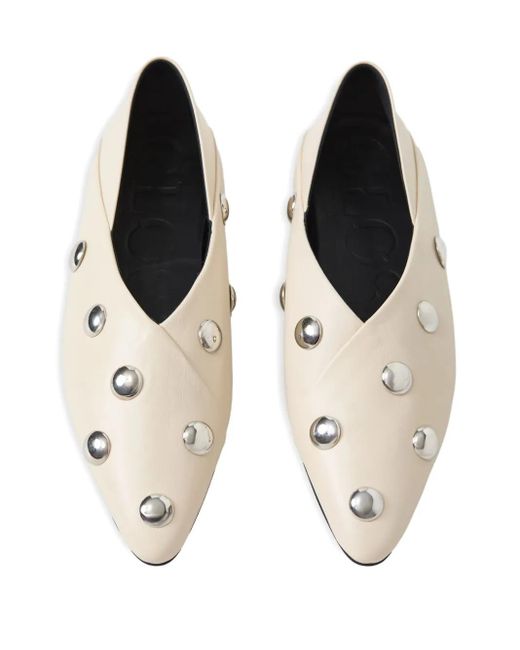 Closed White Studded Ballet Flats
