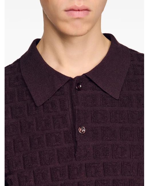 Sandro Red Polo En Jacquard for men