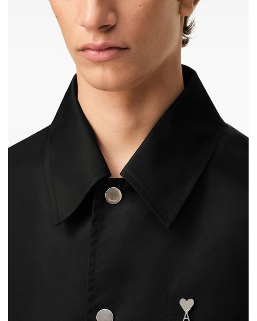 AMI Black Ami De Coeur Button-Fastening Jacket