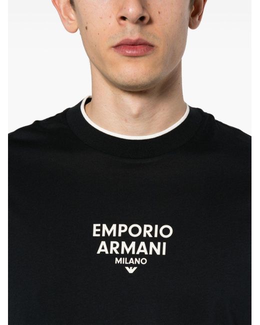 Emporio Armani T-Shirt mit gummiertem Logo in Black für Herren