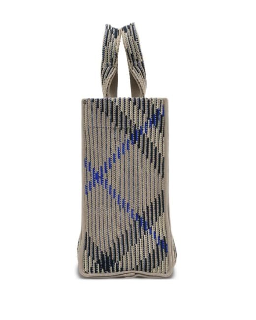 Burberry Gray Gestrickte Tote Bag Mit Mini Check