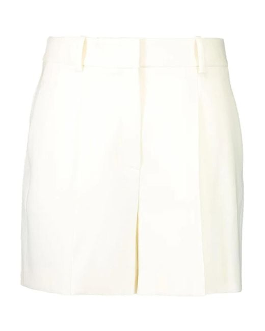 Michael Kors White Pleated Cuffed Shorts