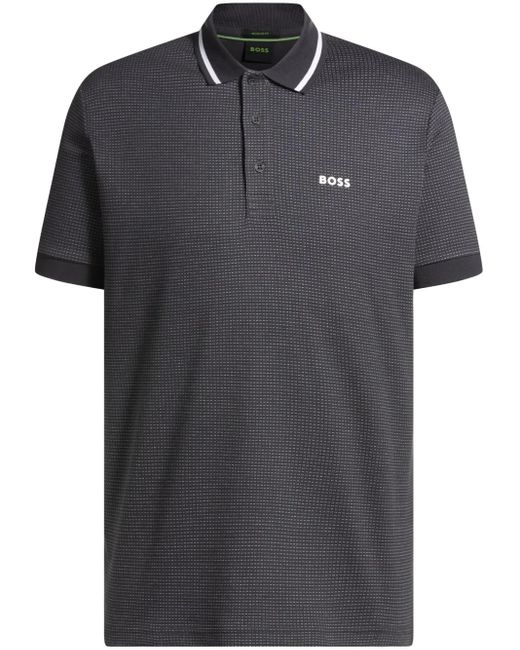 Boss Black Pattern-Jacquard Polo Shirt for men