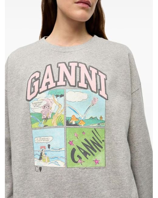 Ganni White Printed Sweatshirt