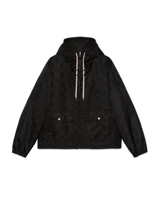 Gucci Black GG-jacquard Hooded Jacket for men