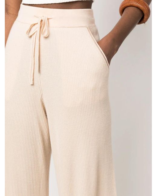 Max & Moi Natural Ribbed Wide-Leg Trousers