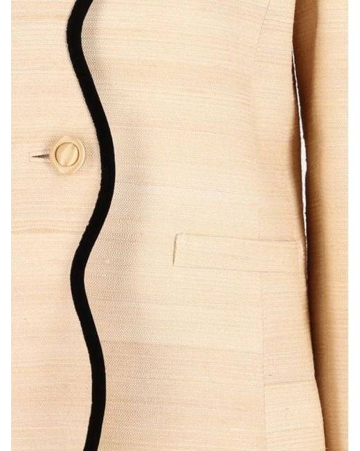 Valentino Garavani Natural Scalloped-Edge Silk-Linen Jacket