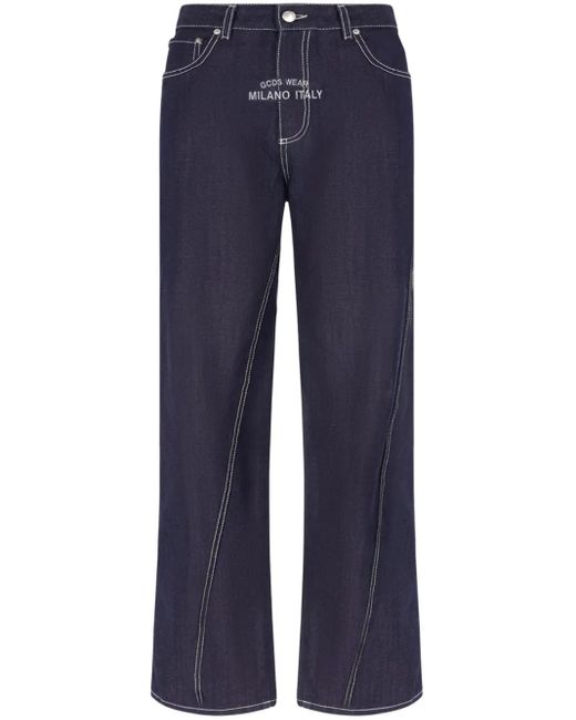 Gcds Blue Raw Wide-Leg Cotton Denim Jeans for men