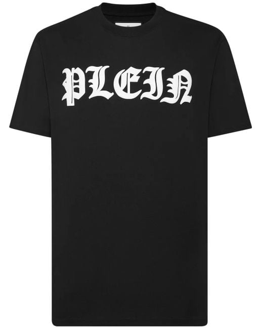Philipp Plein Black Gothic Plein Cotton T-Shirt for men